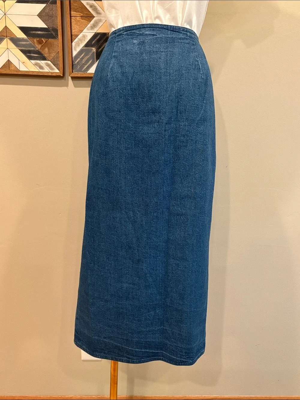 Vintage Ralph Lauren Country Denim Blue Jean Midi Wrap Jean Skirt Medium / Large